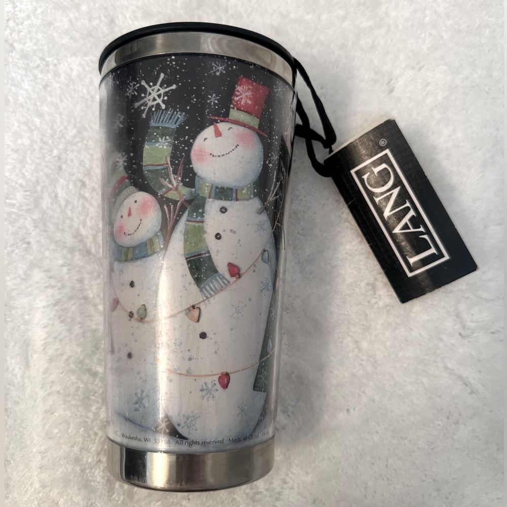 NWT LANG Three Snowmen Traveler Mug